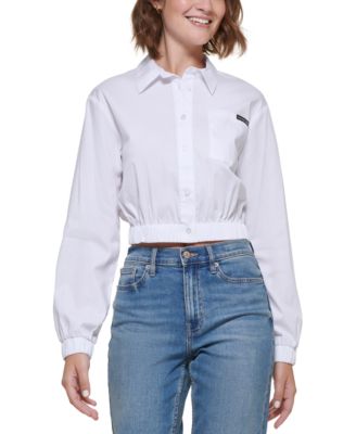 Calvin Klein Jeans - Women's Cropped Elasticated-Hem Shirt