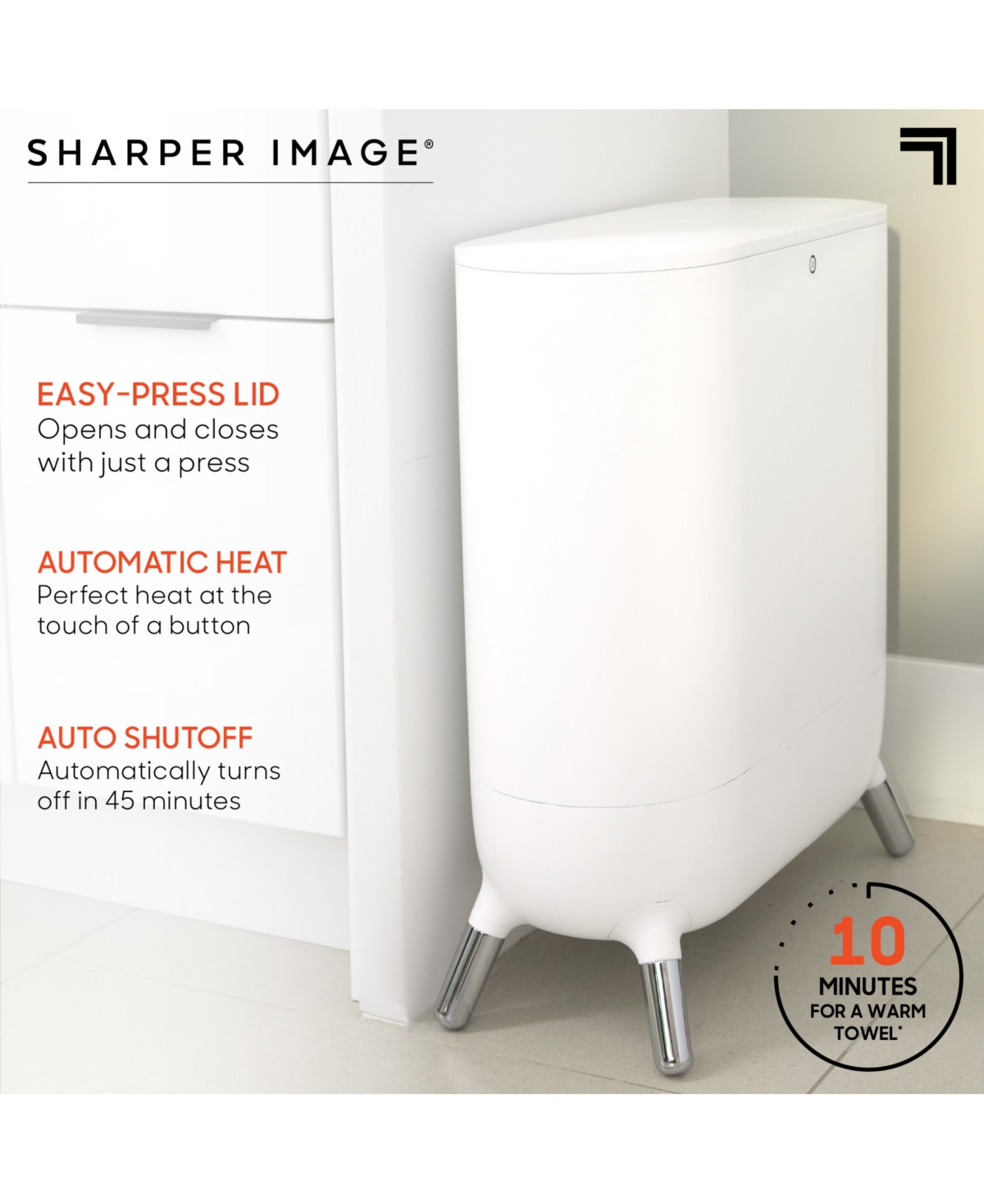 Sharper Image Spastudio Automatic Towel Warmer In White
