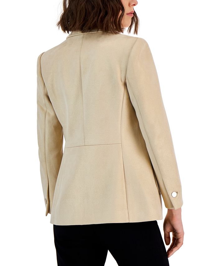 Anne Klein Women's Faux DoubleBreasted ScubaSuede Jacket Macy's