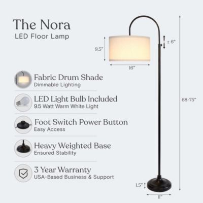 Nora Modern LED Arc Floor Lamp with Adjustable Height (68")