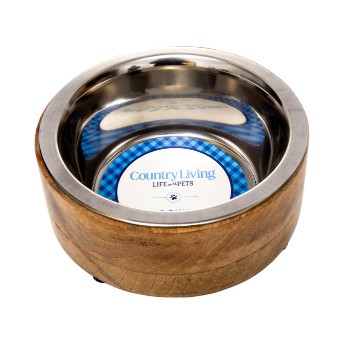 Country Living Eco-Friendly Mango Wood Dog Bowl, Stainless Steel Pet Feeder, Durable & Stylish Dish, Available in 3 Sizes, Sustainable Dog Feeding Sol