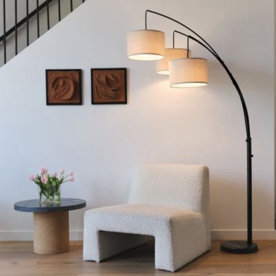 Trilage 84" LED Contemporary Arc Floor Lamp with Marble Base, Bulbs Included