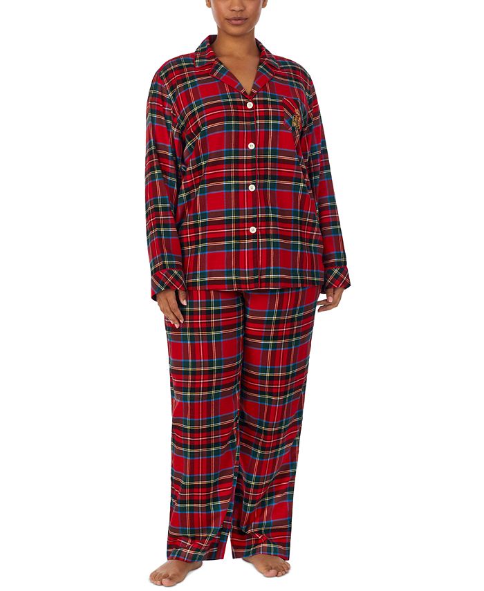 Lauren Ralph Lauren Plus Size Plaid Notched-Collar Pajama Set & Reviews -  All Pajamas, Robes & Loungewear - Women - Macy's