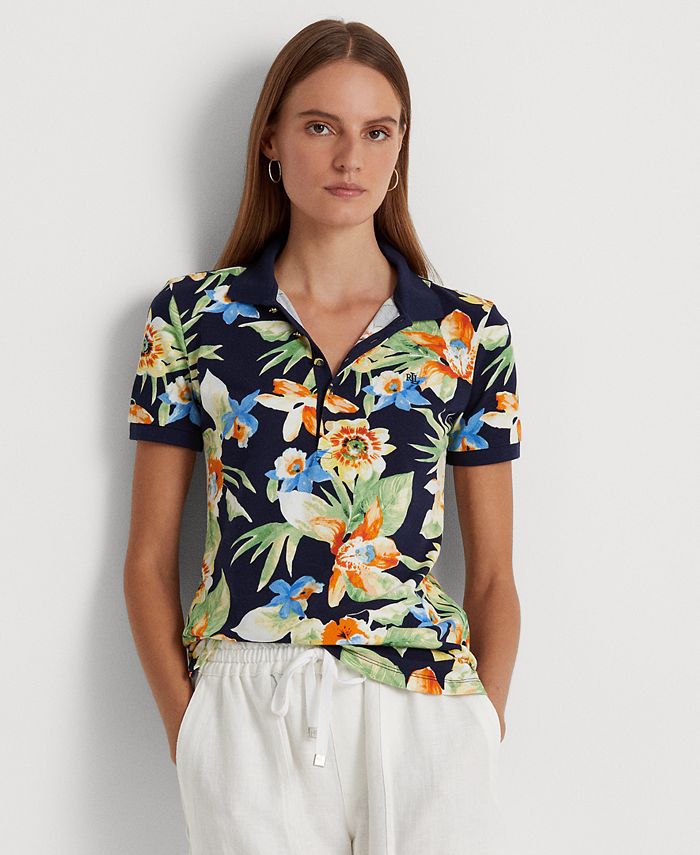 Lauren Ralph Lauren Women's Floral Piqué Polo Shirt - Macy's