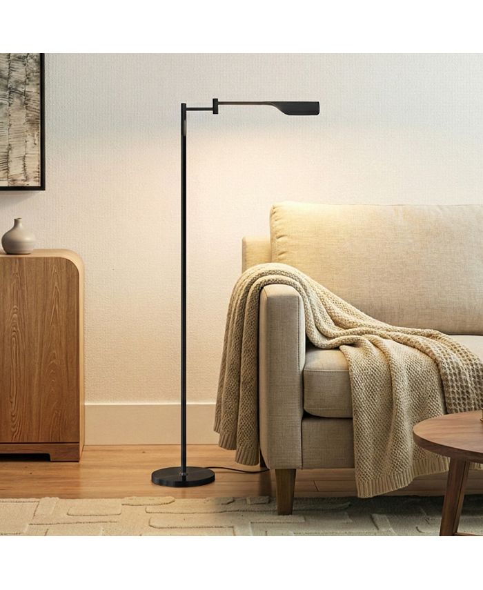 Brightech Leaf LED Pharmacy Floor Lamp with Adjustable Neck - Black ...