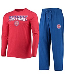 Men's Blue, Red Detroit Pistons Long Sleeve T-Shirt & Pants Sleep Set