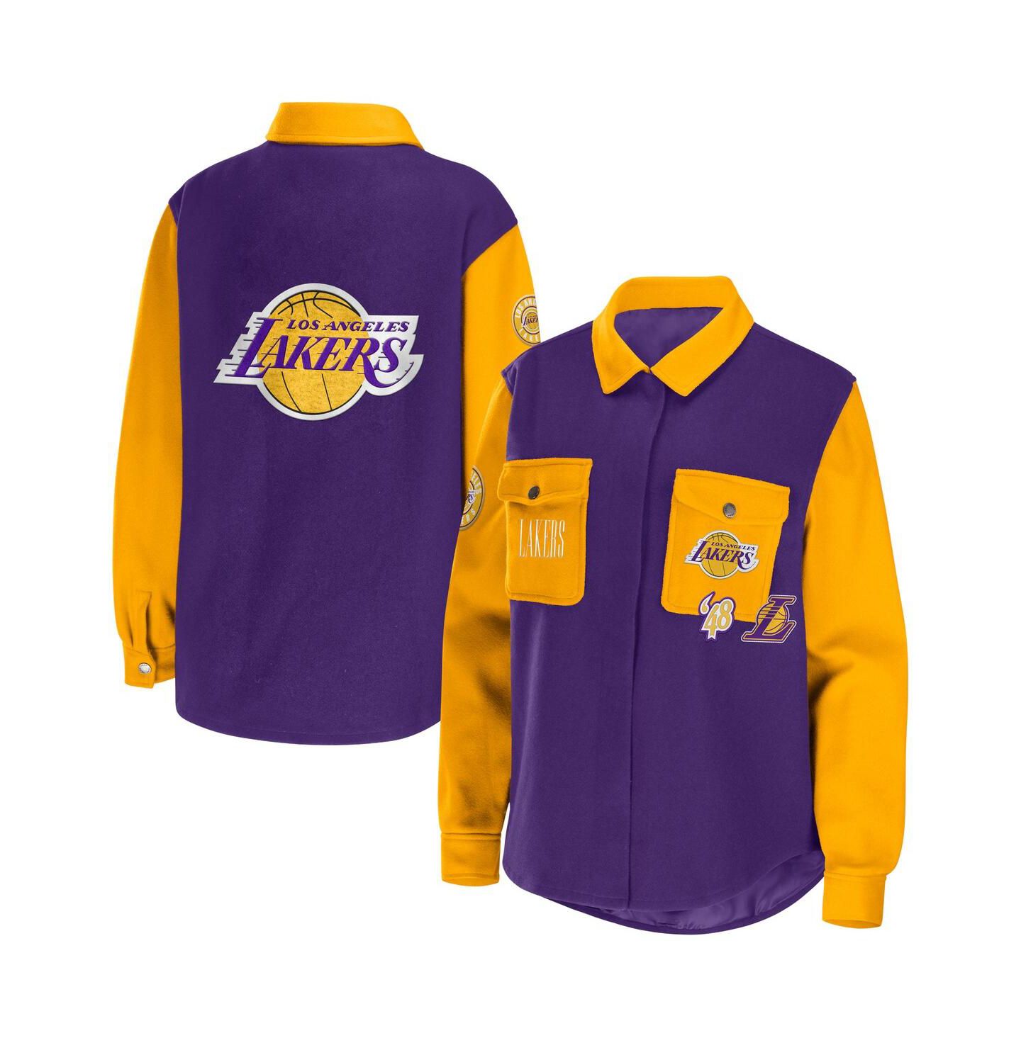 Женская куртка WEAR by Erin Andrews Purple Los Angeles Lakers Colorblock Button-Up Shirt Jacket — фото 1