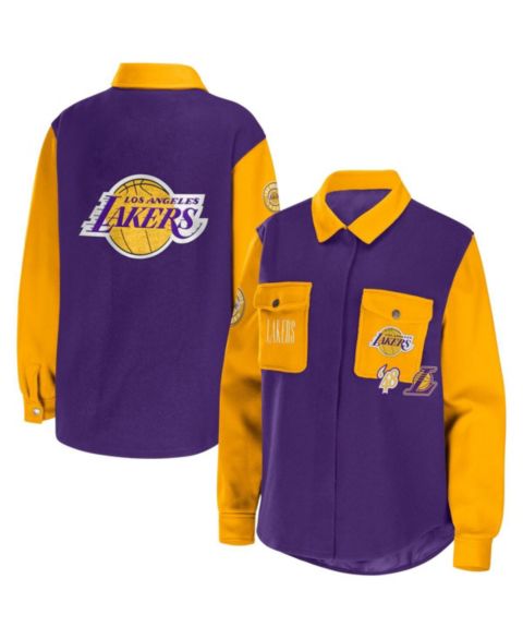 Женские куртки WEAR by Erin Andrews Women's Purple Los Angeles Lakers Colorblock Button-Up Shirt Jacket
