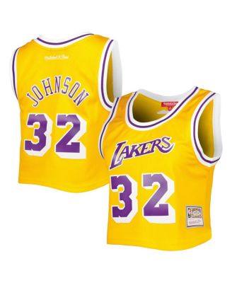 Women's Magic Johnson Gold Los Angeles Lakers 1984 Hardwood Classics Crop Player Tank Top