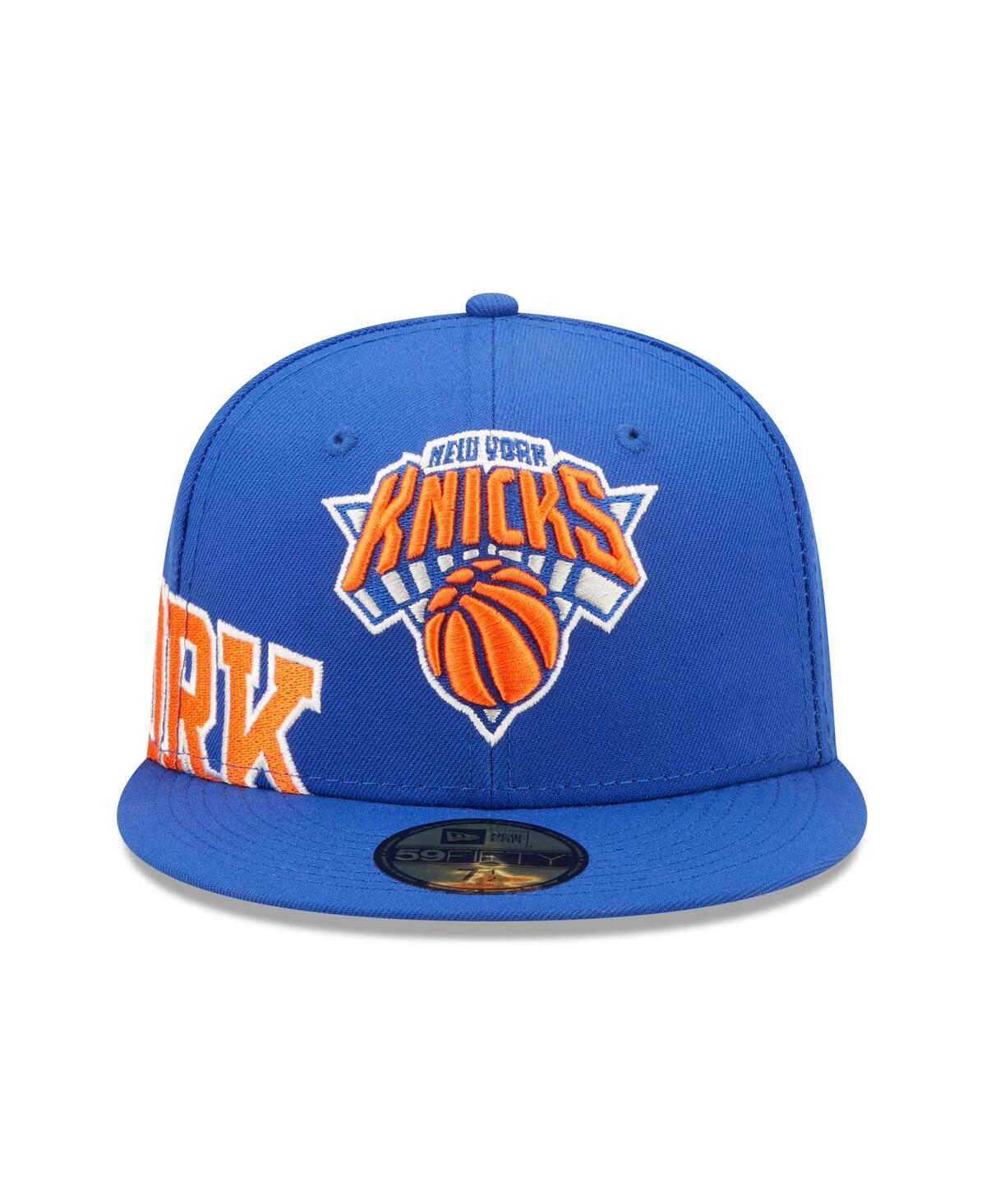 Shop New Era Men's  Blue New York Knicks Side Split 59fifty Fitted Hat