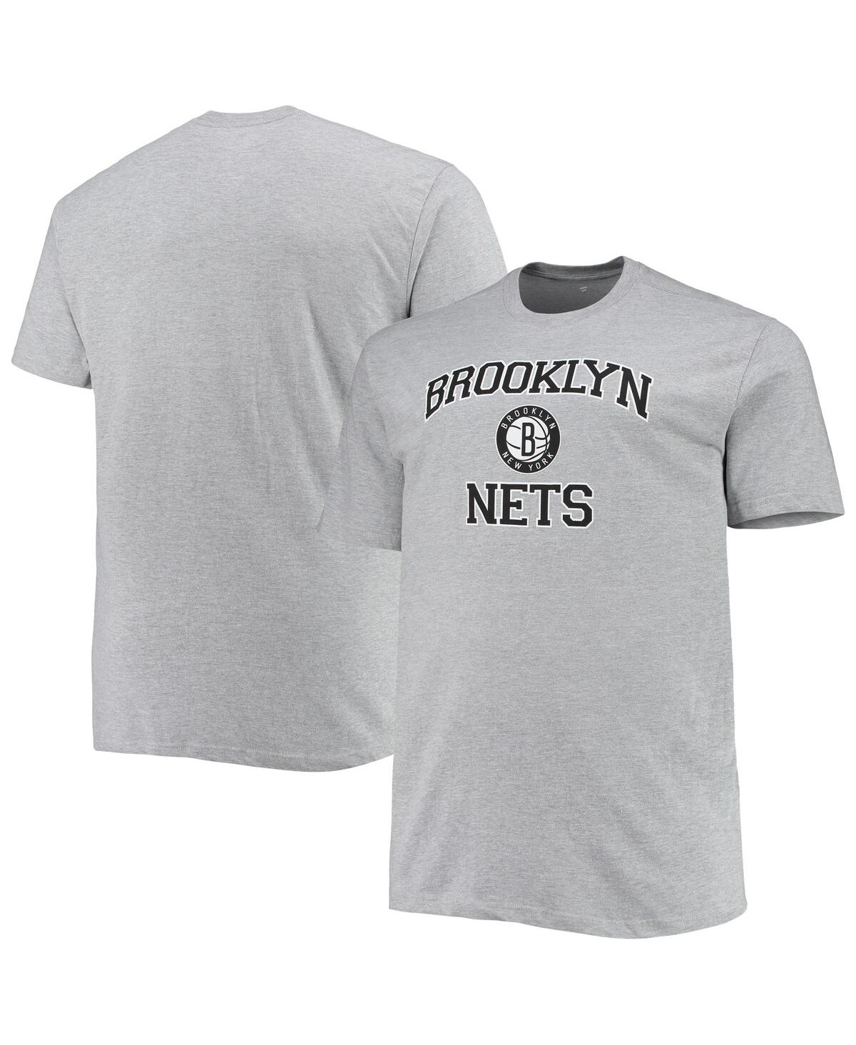 Profile Men's Heathered Gray Brooklyn Nets Big And Tall Heart And Soul T-shirt