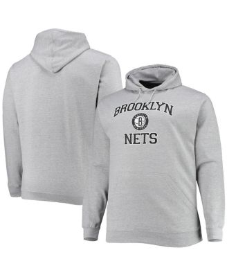 Men's Heathered Gray Brooklyn Nets Big and Tall Heart and Soul Pullover Hoodie
