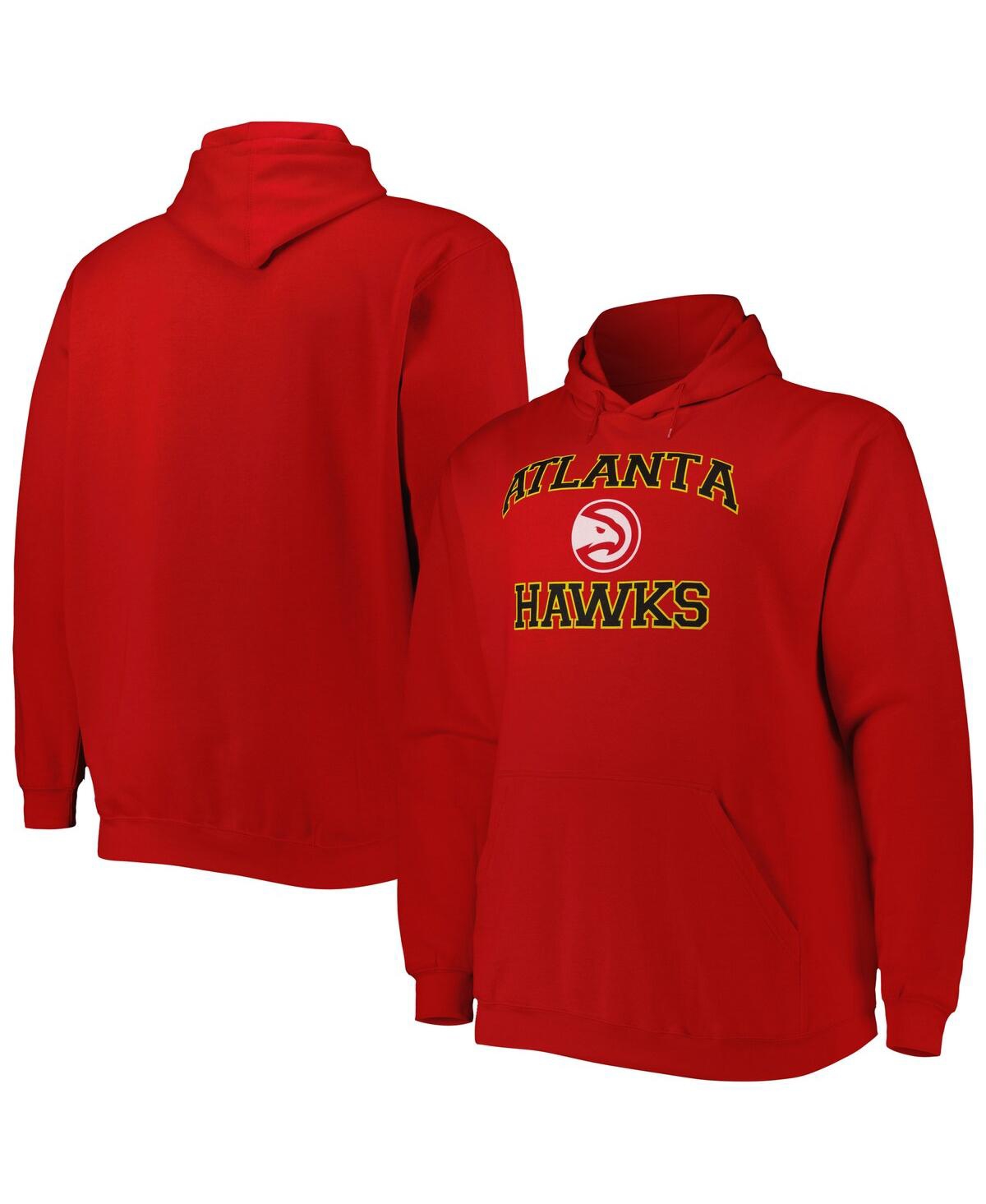 Profile Men's Red Atlanta Hawks Big And Tall Heart And Soul Pullover Hoodie In Red