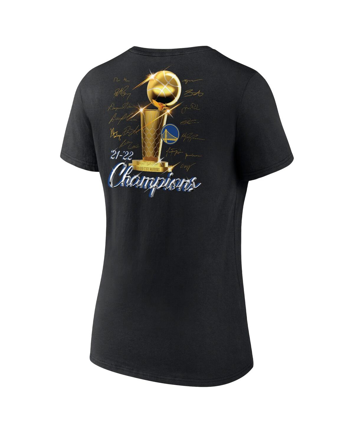 Women's FanaticsGolden State Warriors 2022 Nba Finals Champions Forward Roster Signature V-Neck T-shirt - Black