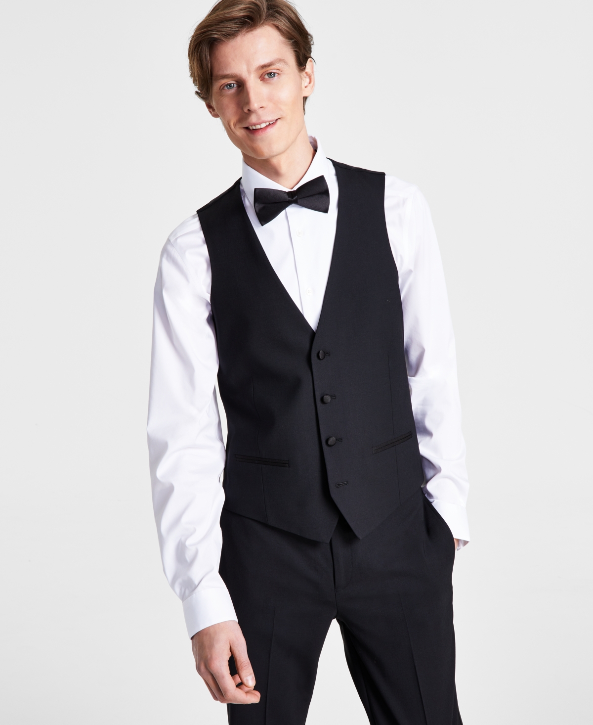 Men's Slim-Fit Faille-Trim Tuxedo Vest, Created for Macy's - Black