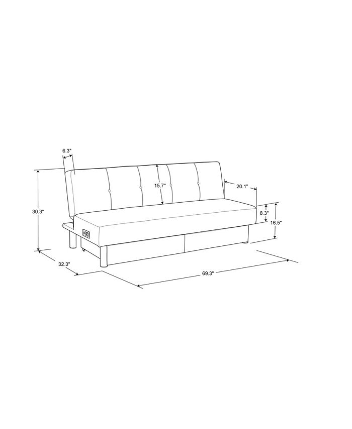 Lifestyle Solutions Serta Belize Convertible Futon with Power and USB