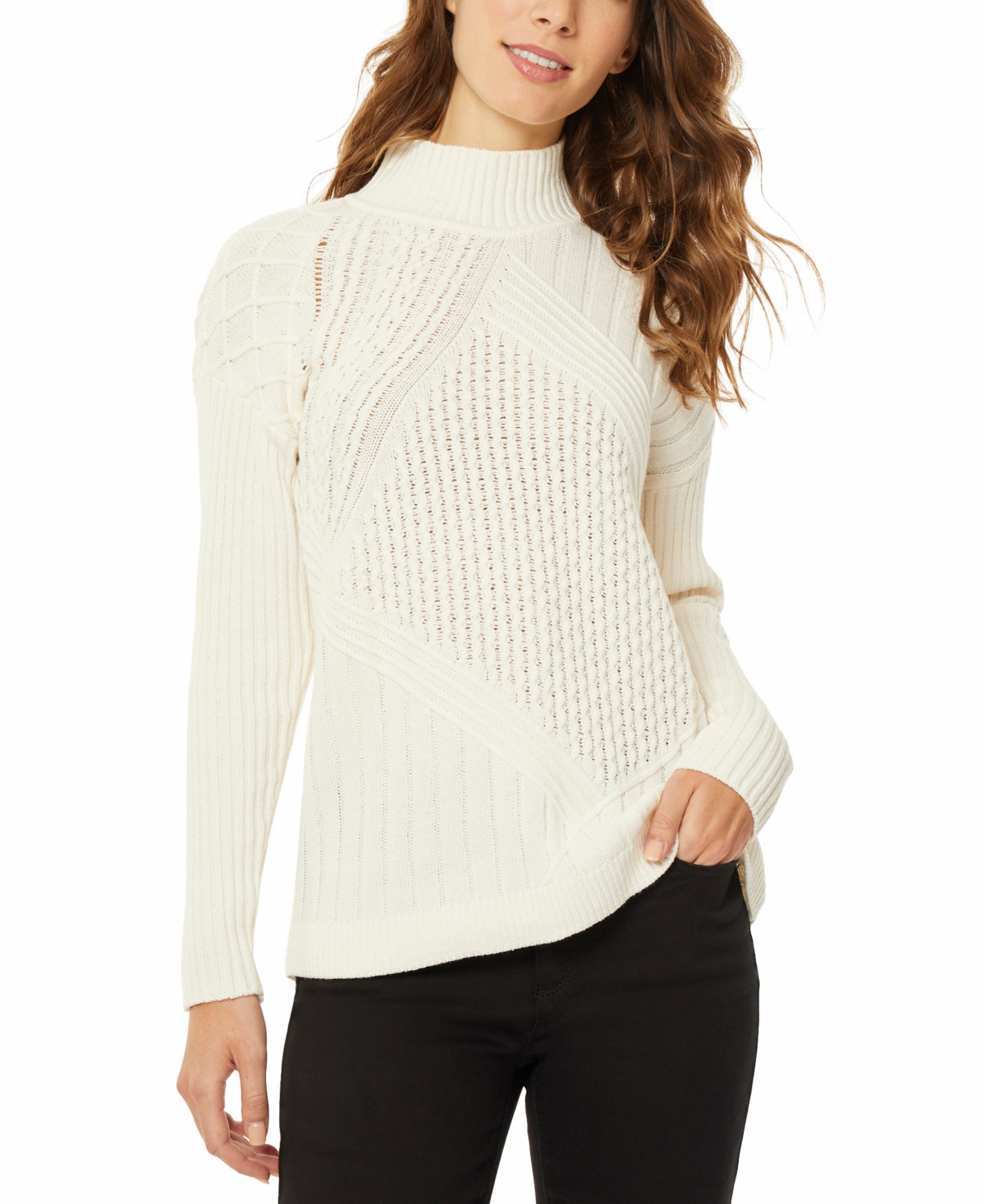 Shop Jones New York Women's Directional Stitch Sweater In Jones White