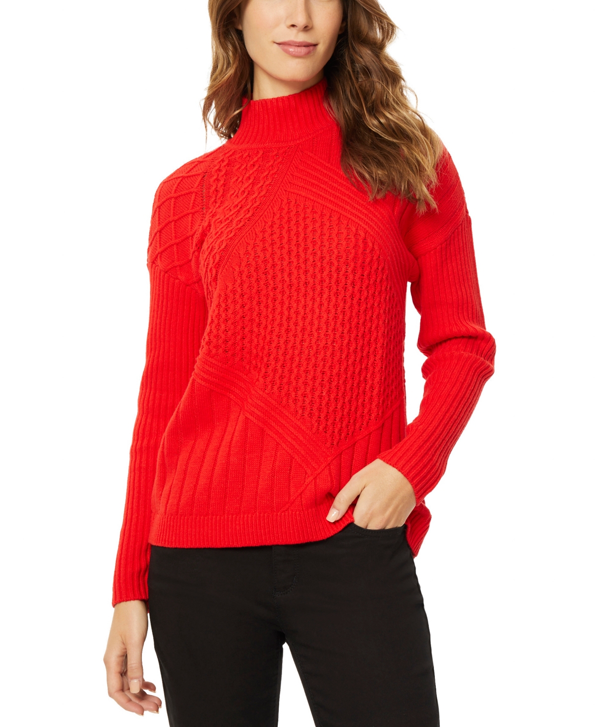 Shop Jones New York Women's Directional Stitch Sweater In Rouge