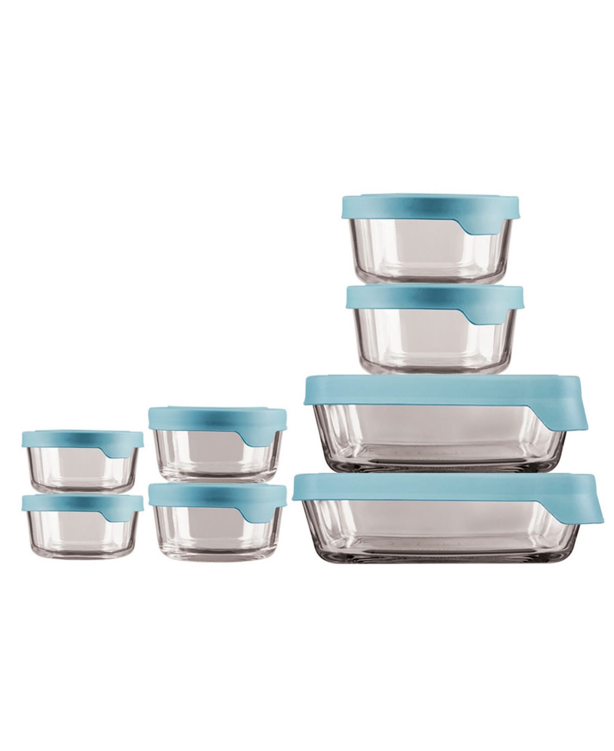 16-Pc. Glass Round Food Storage Set - Mineral Blue