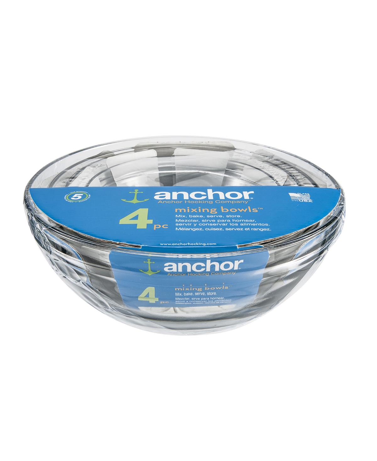 Anchor Hocking 4-pc. Glass Nesting Mixing Bowl Set In Clear
