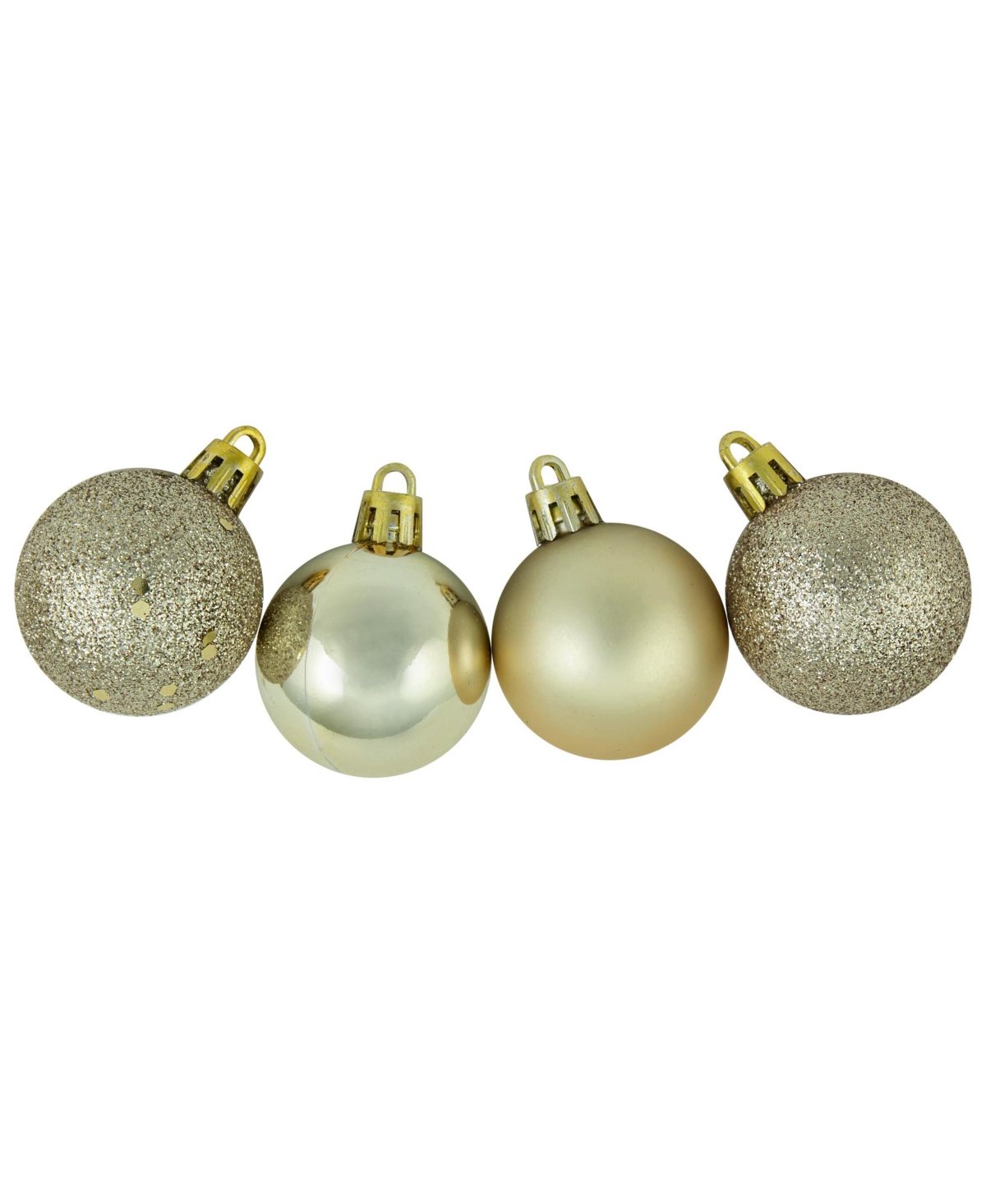 Northlight 96 Count Champagne Shatterproof 4- Finish Christmas Ball Ornaments 40mm Set, - Gold-Tone