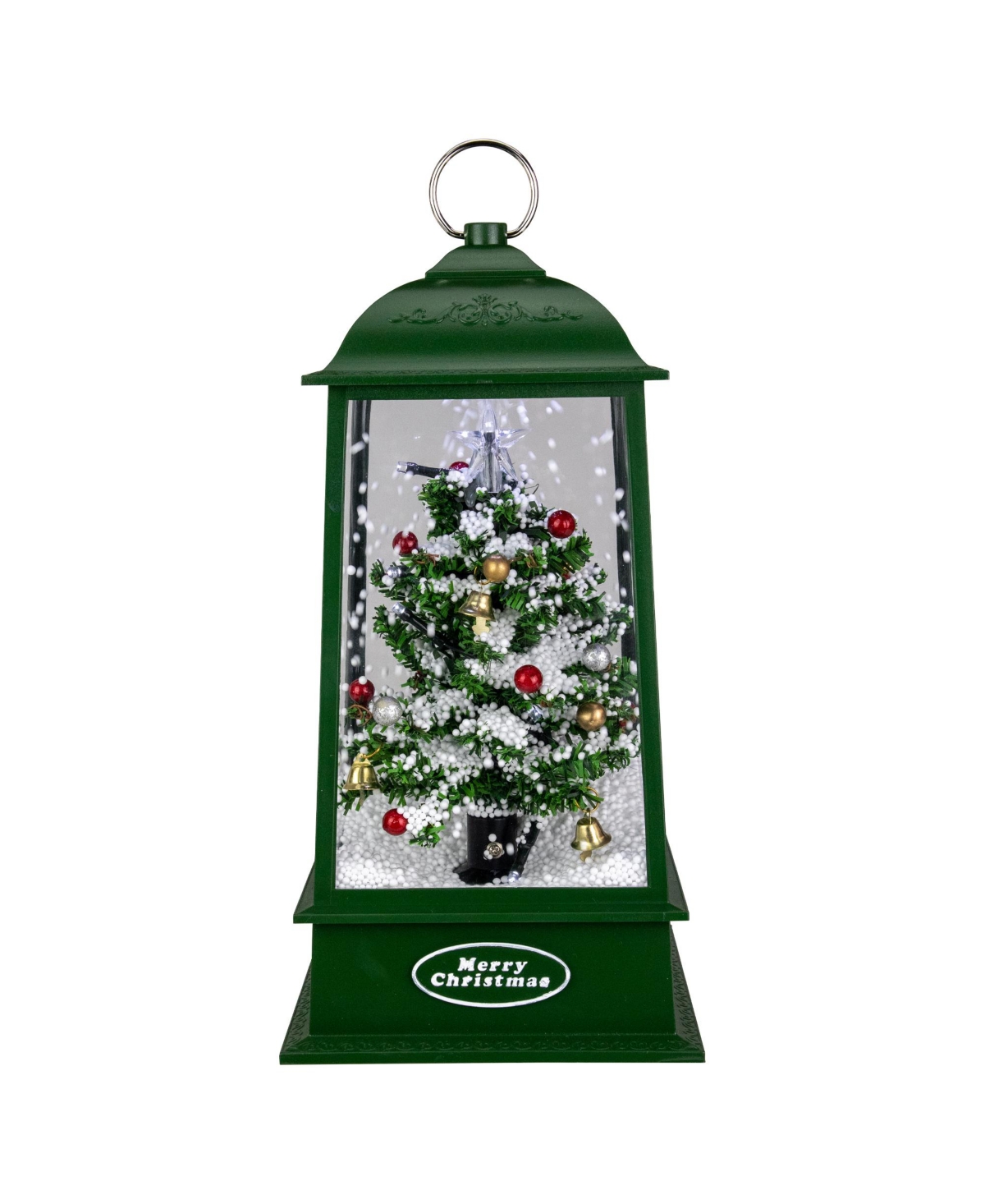 Northlight Led Lighted Snowing Musical Christmas Tree Lantern, 13.5" In Green