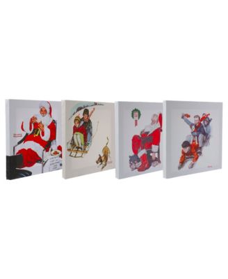 Norman Rockwell Classic Christmas Scene Canvas Prints, Set of 4