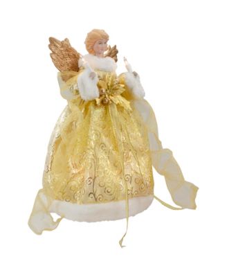 Lighted Angel With Wings Christmas Tree Topper With Clear Lights, 12"