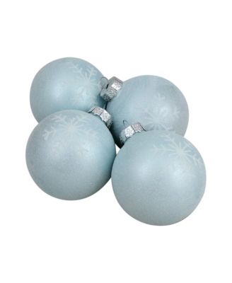 4 Count Snowflake Glass Christmas Ball Ornaments 80mm Set, 3.25"