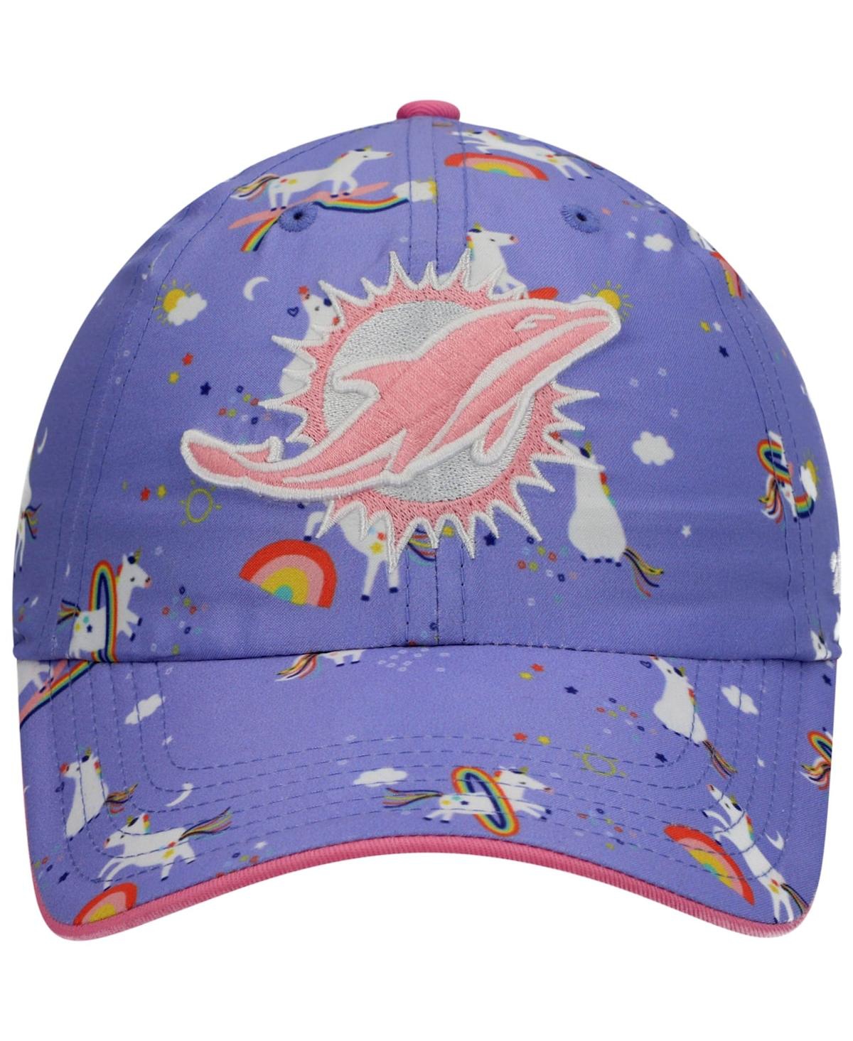 Shop 47 Brand Girls Preschool '47 Purple Miami Dolphins Logo Unicorn Clean Up Adjustable Hat