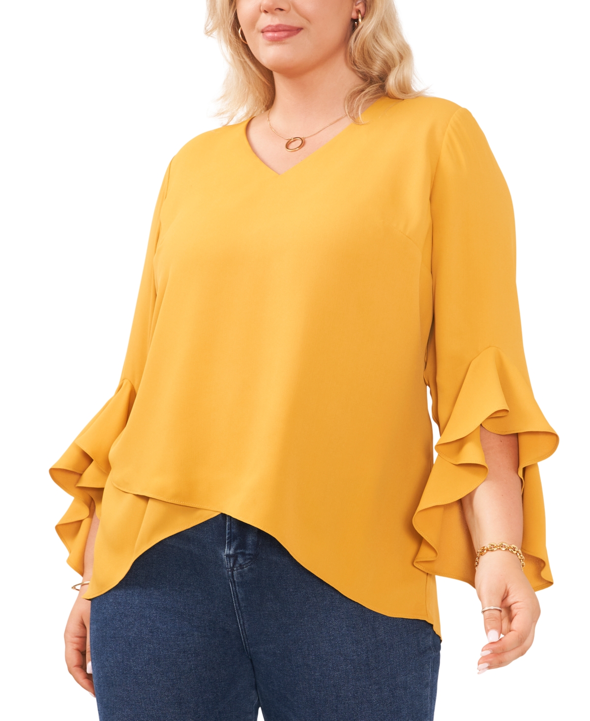 Vince Camuto Plus Size Flutter-Sleeve Top