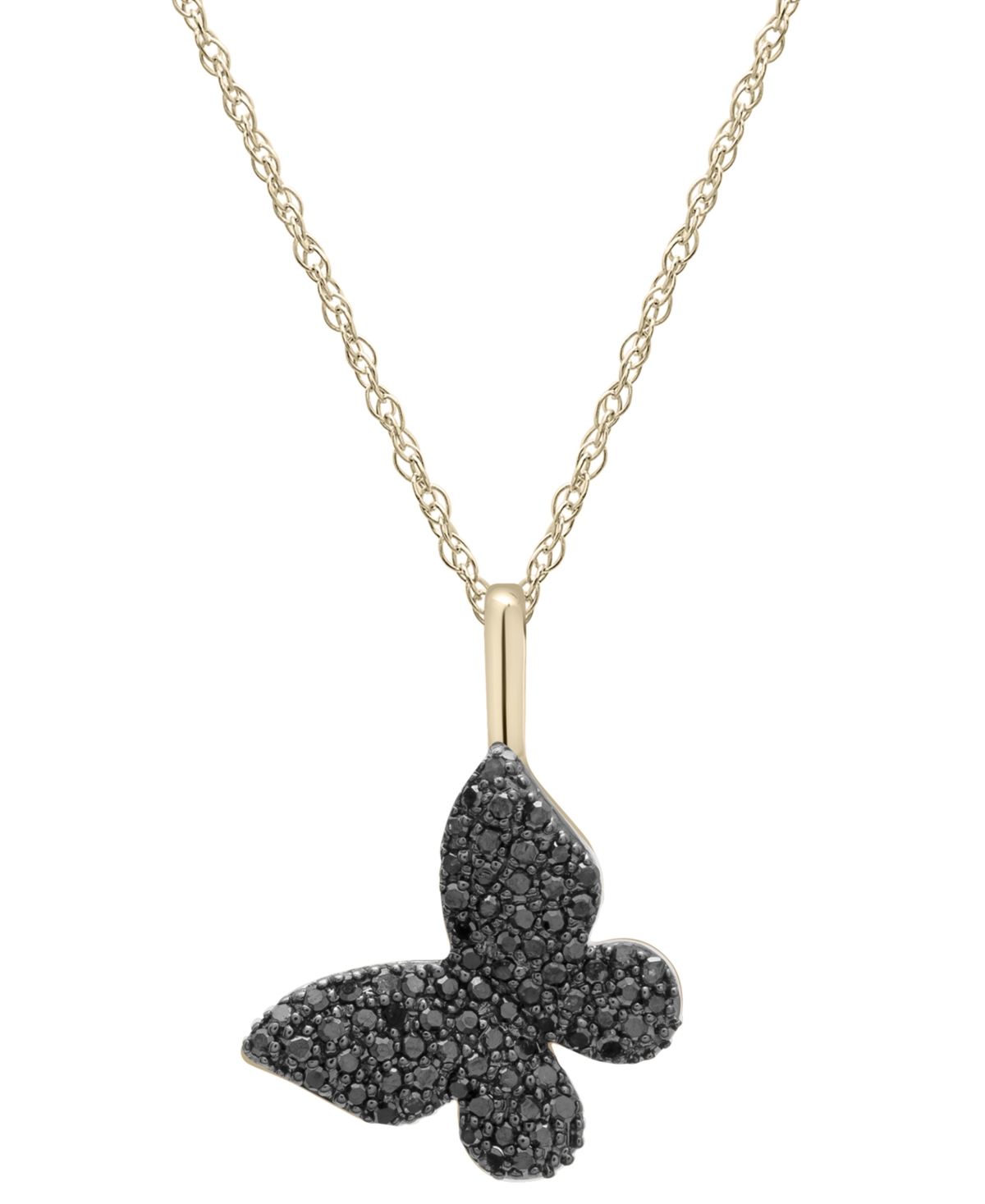 Diamond Butterfly Pendant Necklace (1/6 ct. t.w.) in 14k Gold (Also Available in Black Diamond) - Black Diamond