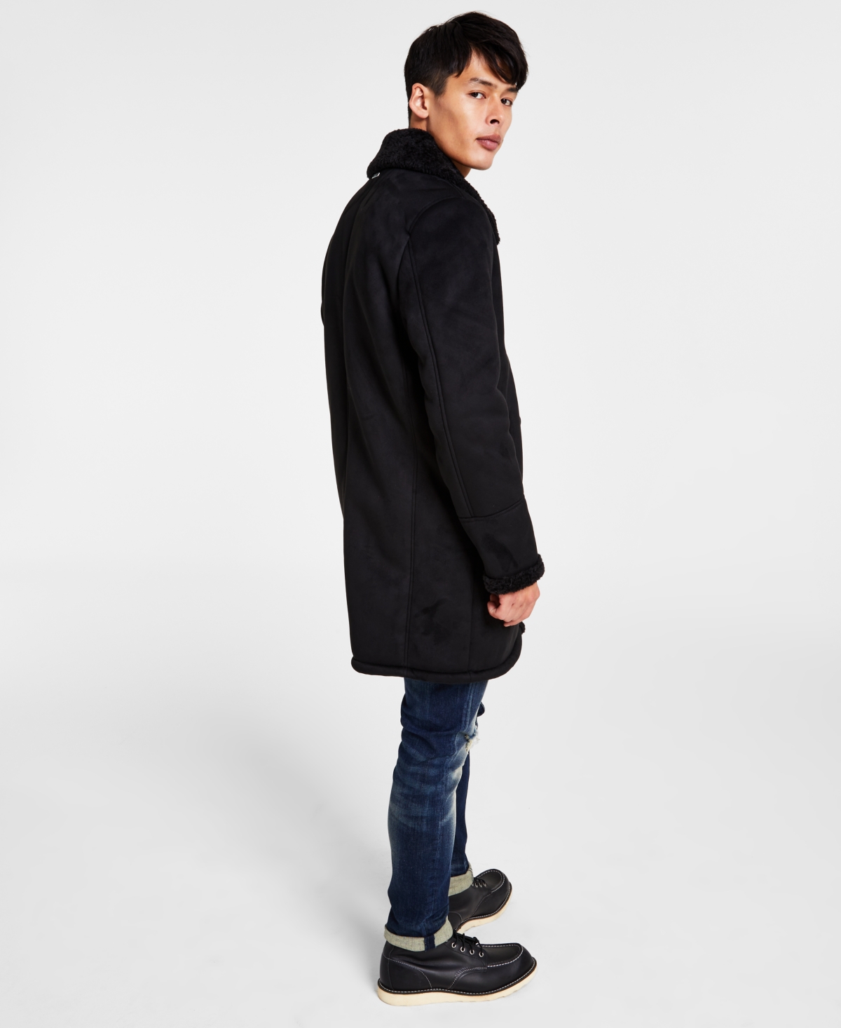 Guess Men's Faux-Shearling Overcoat