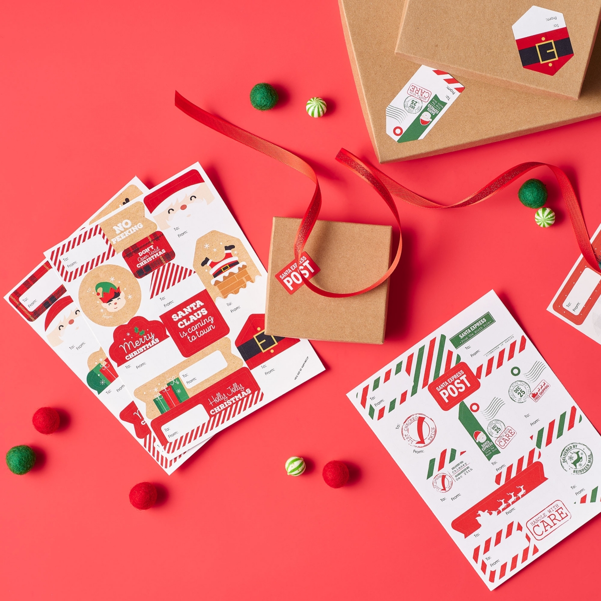 Big Dot of Happiness Jolly Santa Claus - Christmas Party Gift Tag Labels - To and From 120 Stickers
