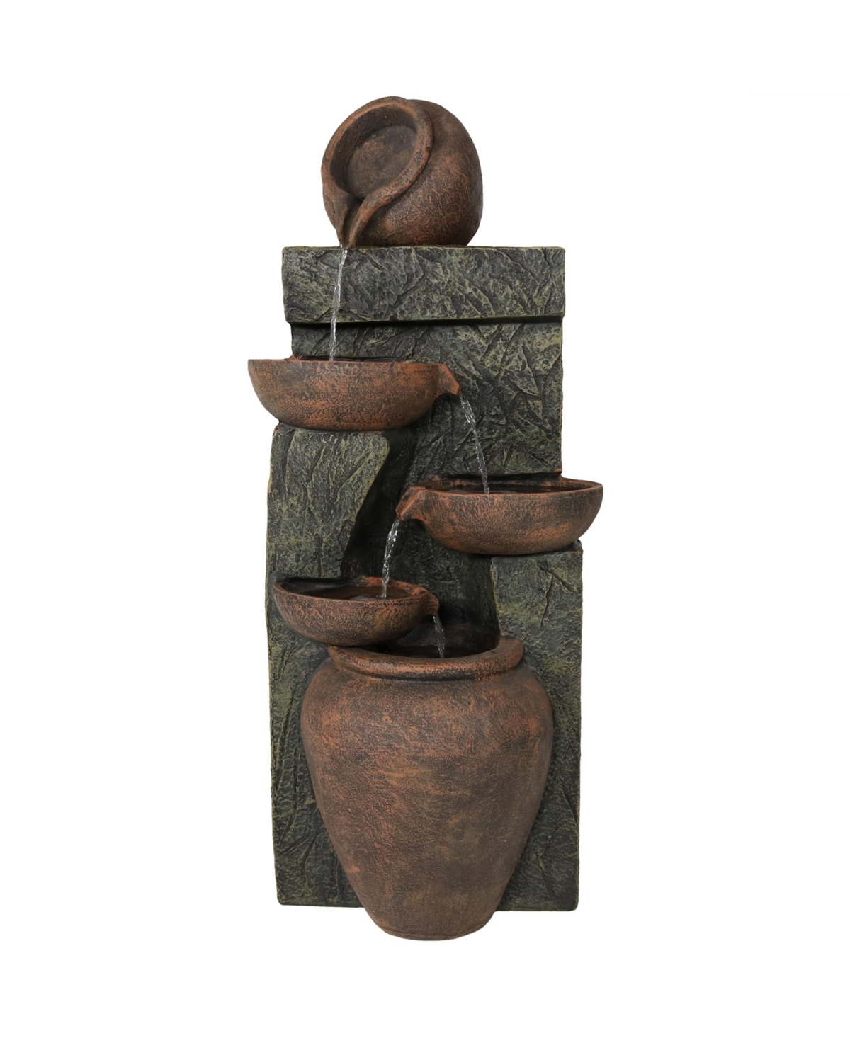 Cascading Earthware Pottery Stream Water Fountain - 39 in - Brown