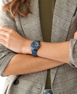 Fossil Women's Fb-01 Three-Hand Blue Ceramic Bracelet Watch, 36mm