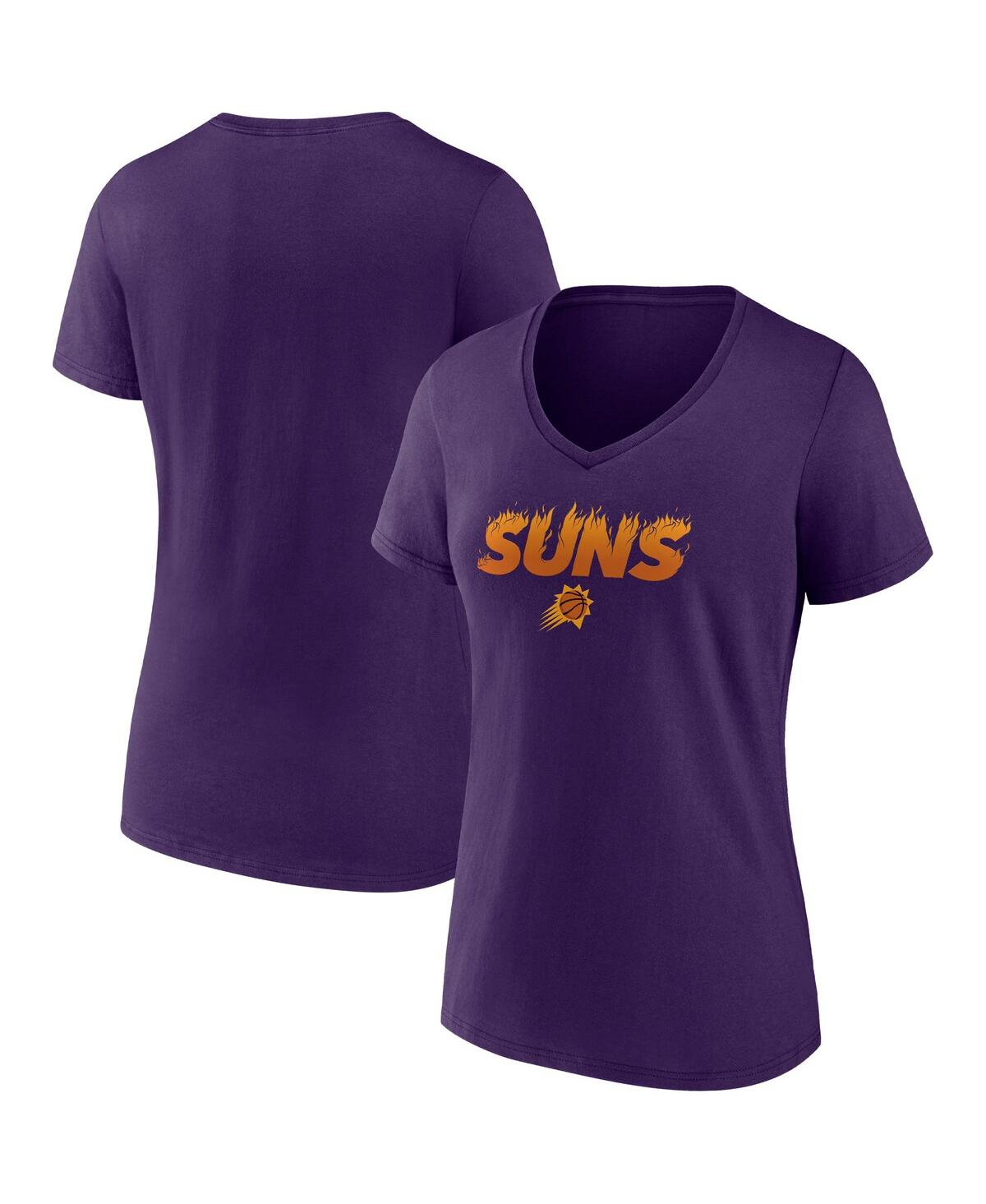 Fanatics Women's  Purple Phoenix Suns Hometown Collection On Fire V-neck T-shirt In Purple