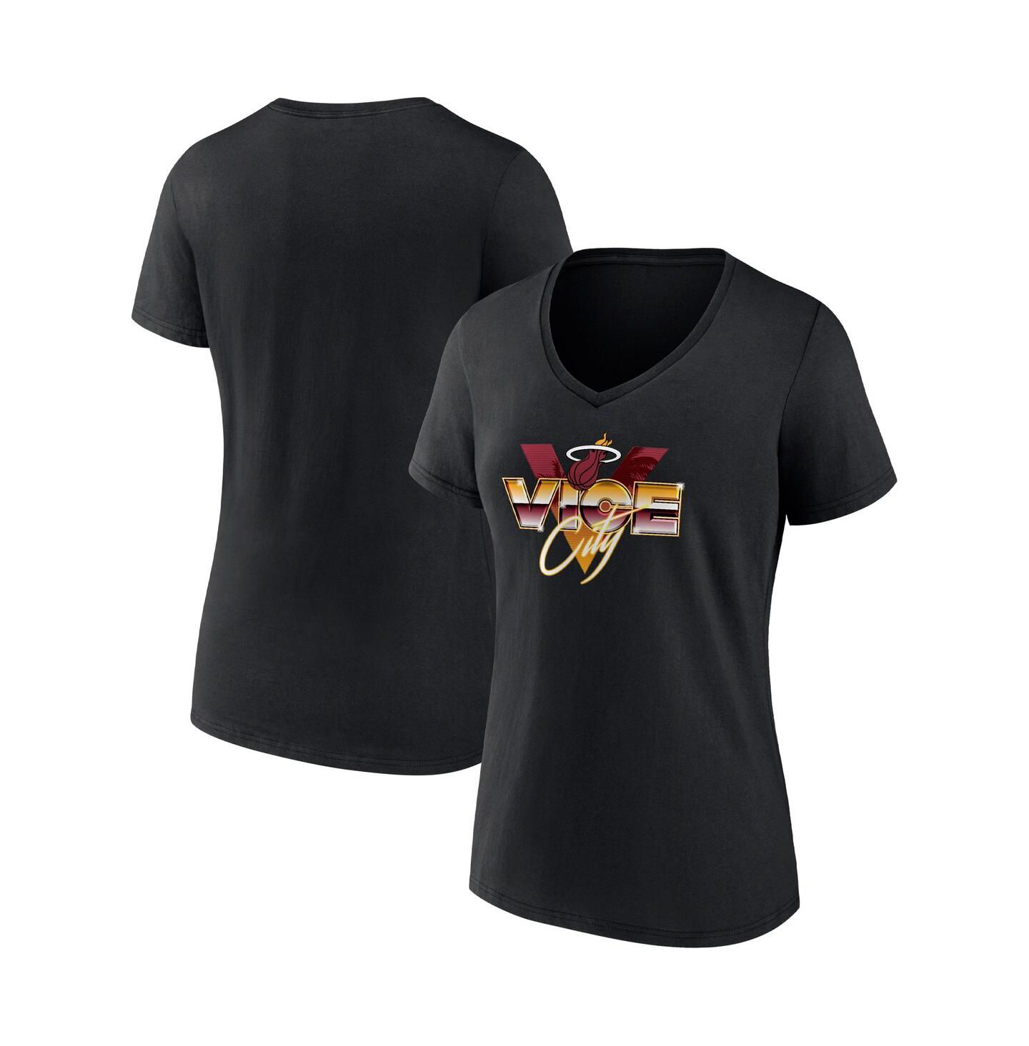 Женская футболка Fanatics Black Miami Heat Hometown Collection Vice City V-Neck — фото 4