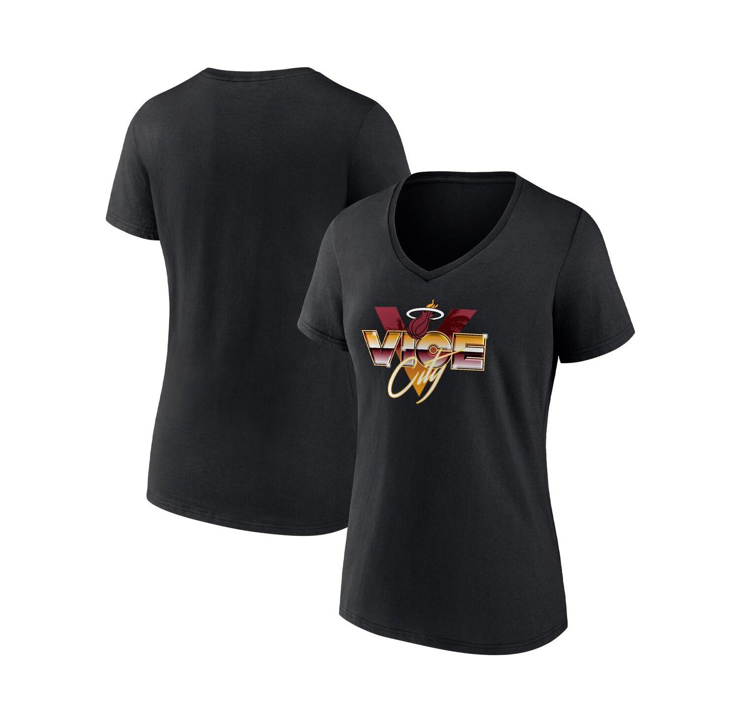 Women's Black Miami Heat Hometown Collection Vice City V-Neck T-shirt