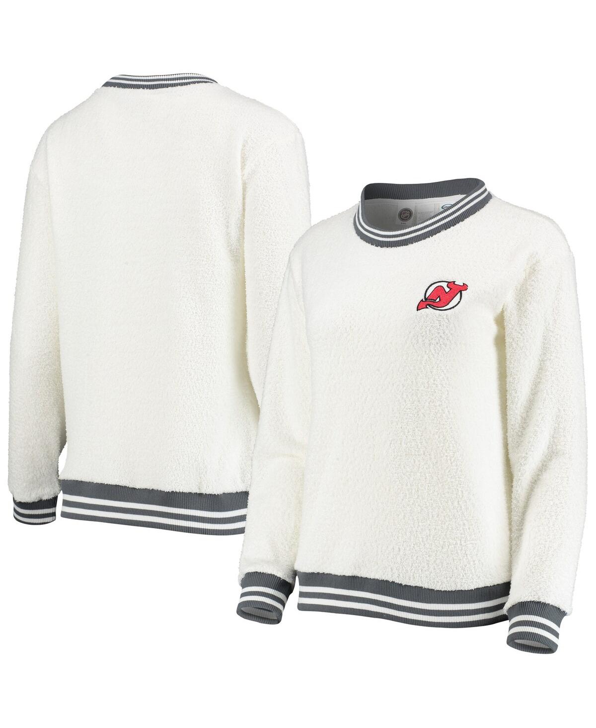 Women's Concepts Sport Cream and Charcoal New Jersey Devils Granite Sherpa Pullover Sweatshirt - Cream, Charcoal