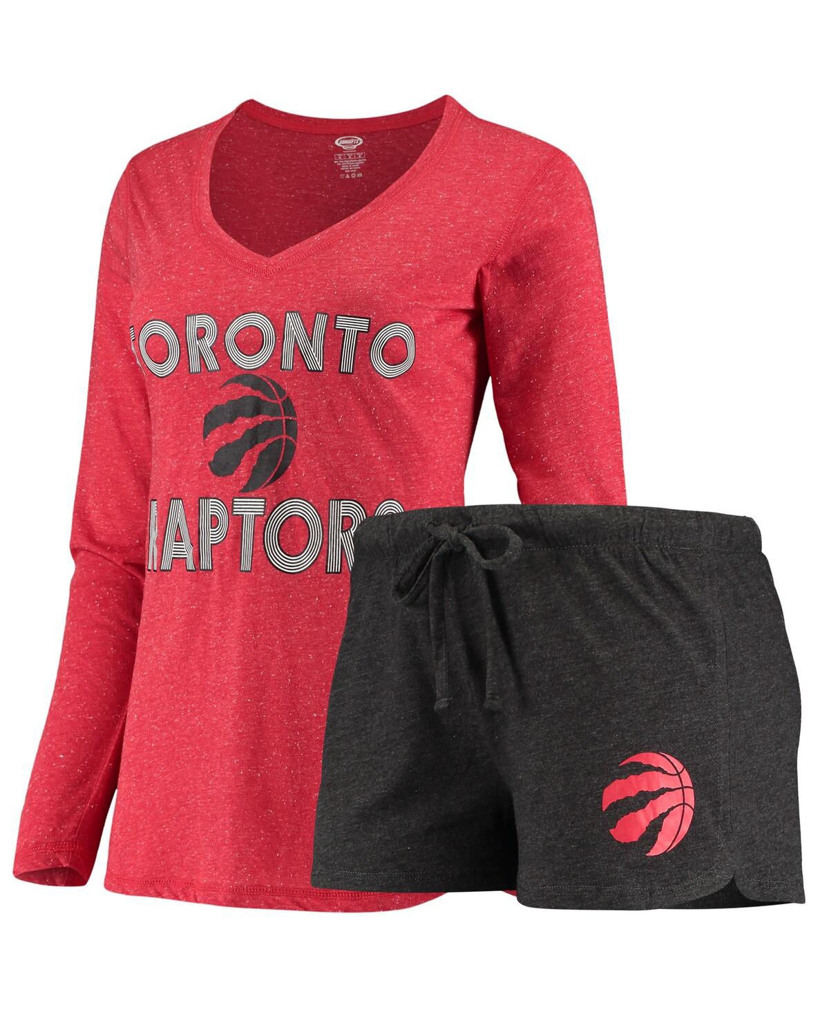 Concepts Sport Men's Black, Red Toronto Raptors Long Sleeve T