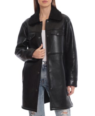 Avec Les Filles - Women's Faux-Leather Snap-Front Jacket