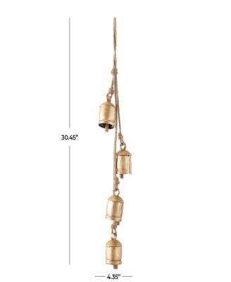Rosemary Lane Gold-Tone Metal Bohemian Decorative Cow Bell with Jute ...