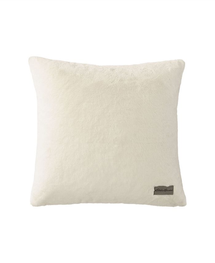 Eddie Bauer Solid Ivory Faux Fur 2 Piece Throw and Pillow Cover Set