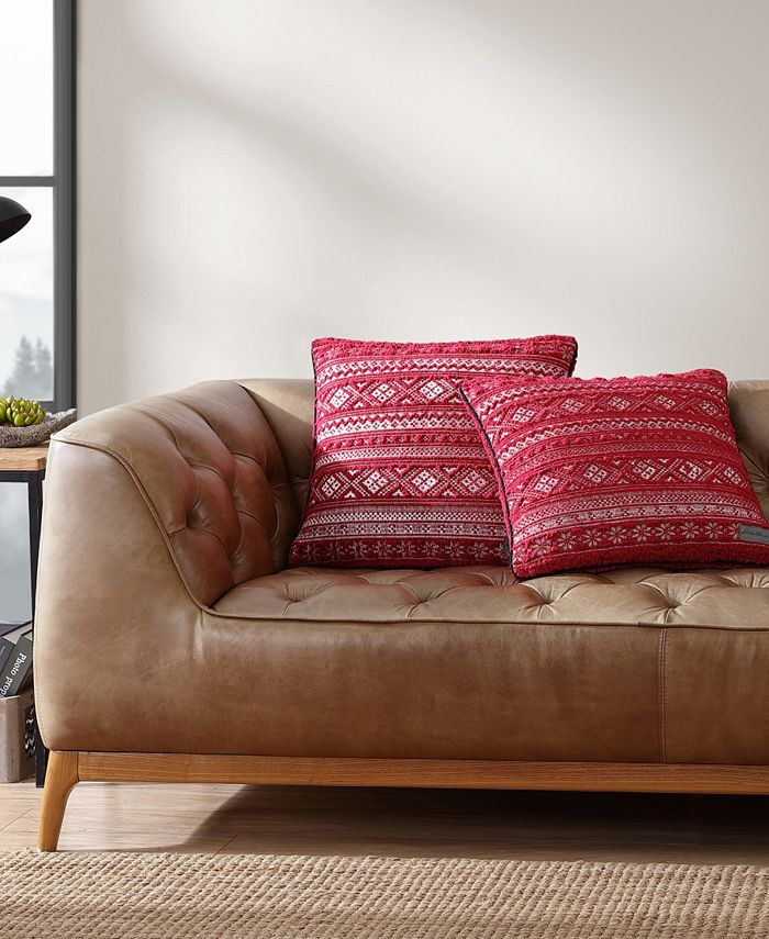 Eddie Bauer Classic Fair Isle Sherpa 2 Piece Pillow Cover Set, 20" X 20