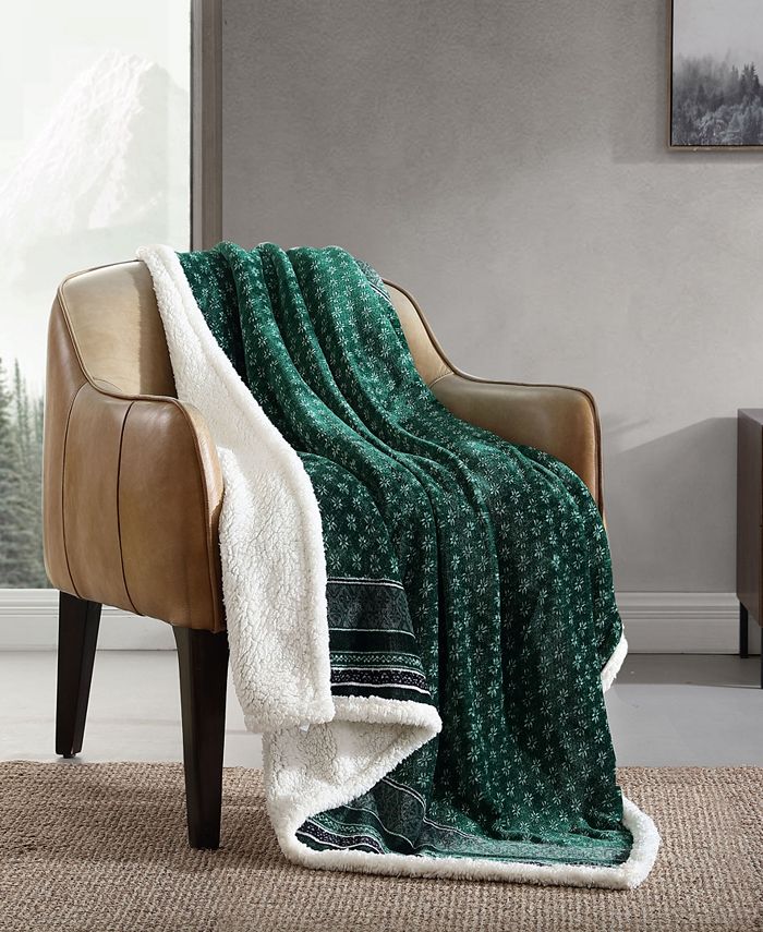 Eddie Bauer Ultra Soft Plush Sherpa Reversible Throw Blanket , 60" X 50