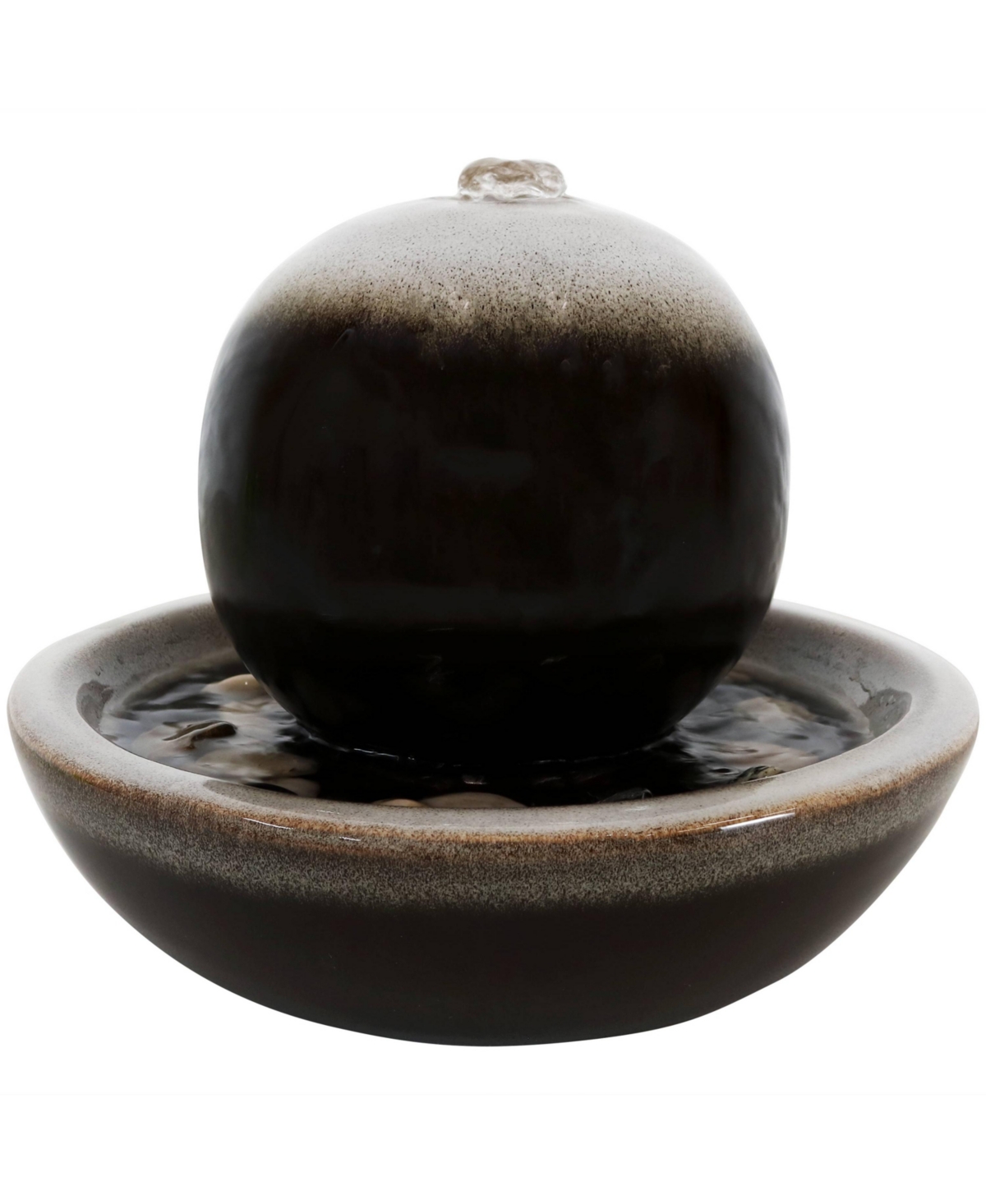 Modern Orb Ceramic Indoor Water Fountain - 7 in - Dark Brown
