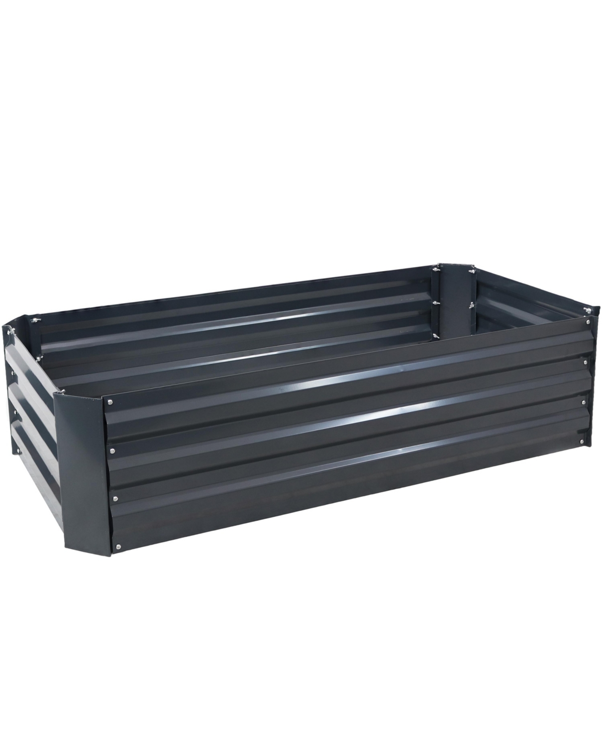 Sunnydaze Decor Galvanized Steel Rectangle Raised Garden Bed - - Dark Gray