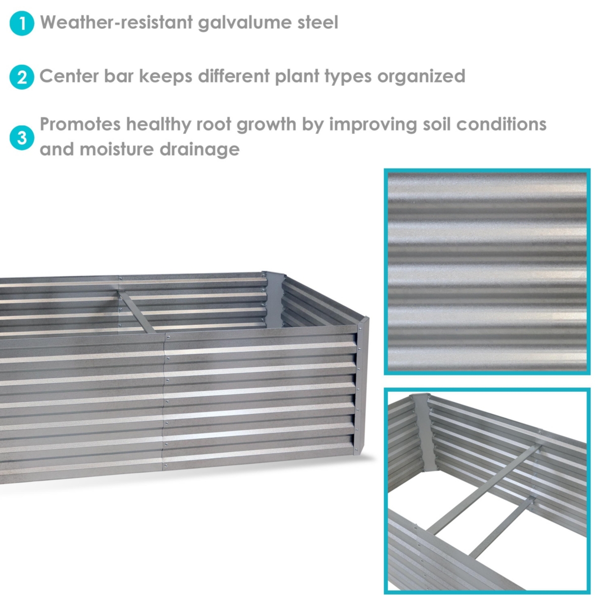 Sunnydaze Decor Galvalume Steel Rectangle Raised Garden Bed -- - Silver