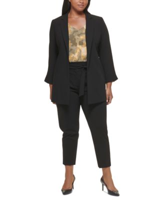 Calvin Klein Plus Size Lux Open Front Jacket Printed Blouse Highline Pants